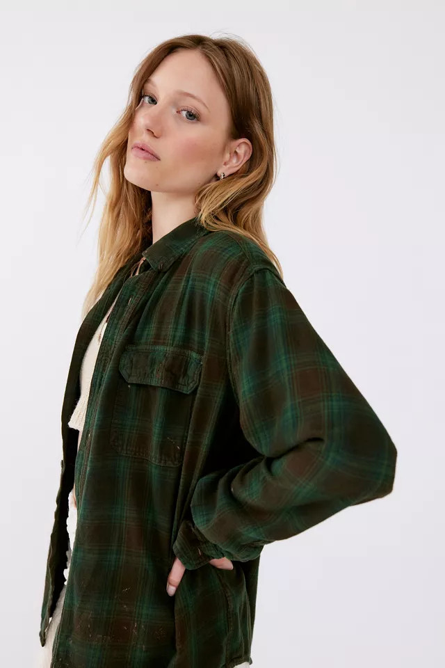 Urban Renewal Remade Overdyed Flannel Shirt | Urban Outfitters (US and RoW)