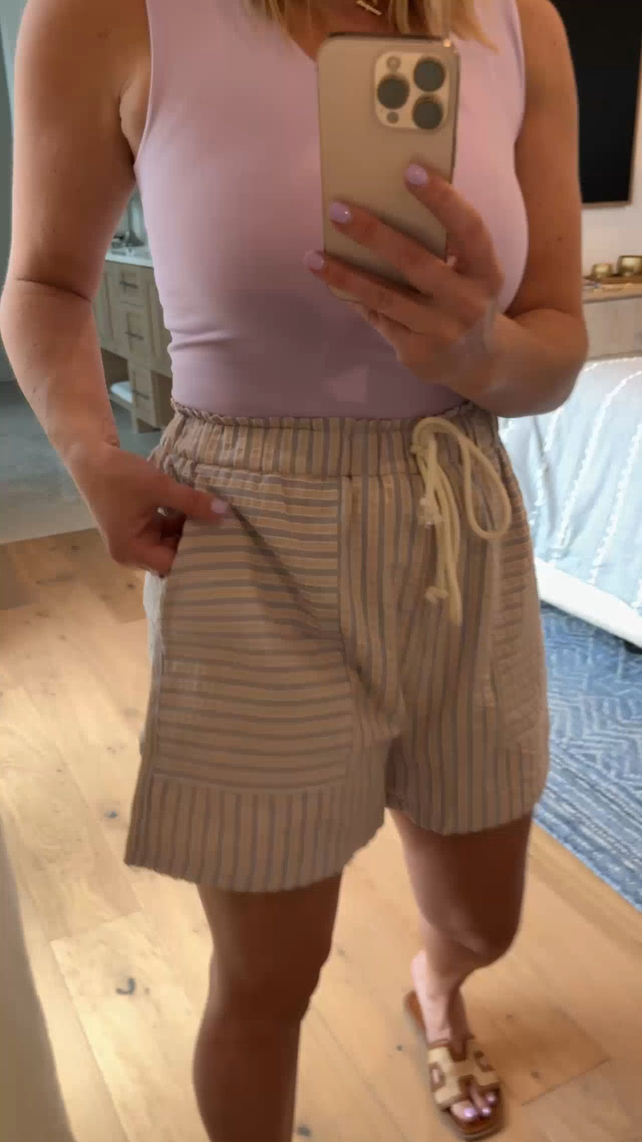 Amazon Drawstring Shorts [true to size, wearing in Medium]
Similar Tank [true to size]
#summeroutfit #vacationoutfit #vacaystyle #amazonshorts #drawstringshorts #summershorts #stripedshorts #pullonshorts #howtostyle #Amazonshorts #comfortableshorts  

 #LTKootd #LTKmomlife