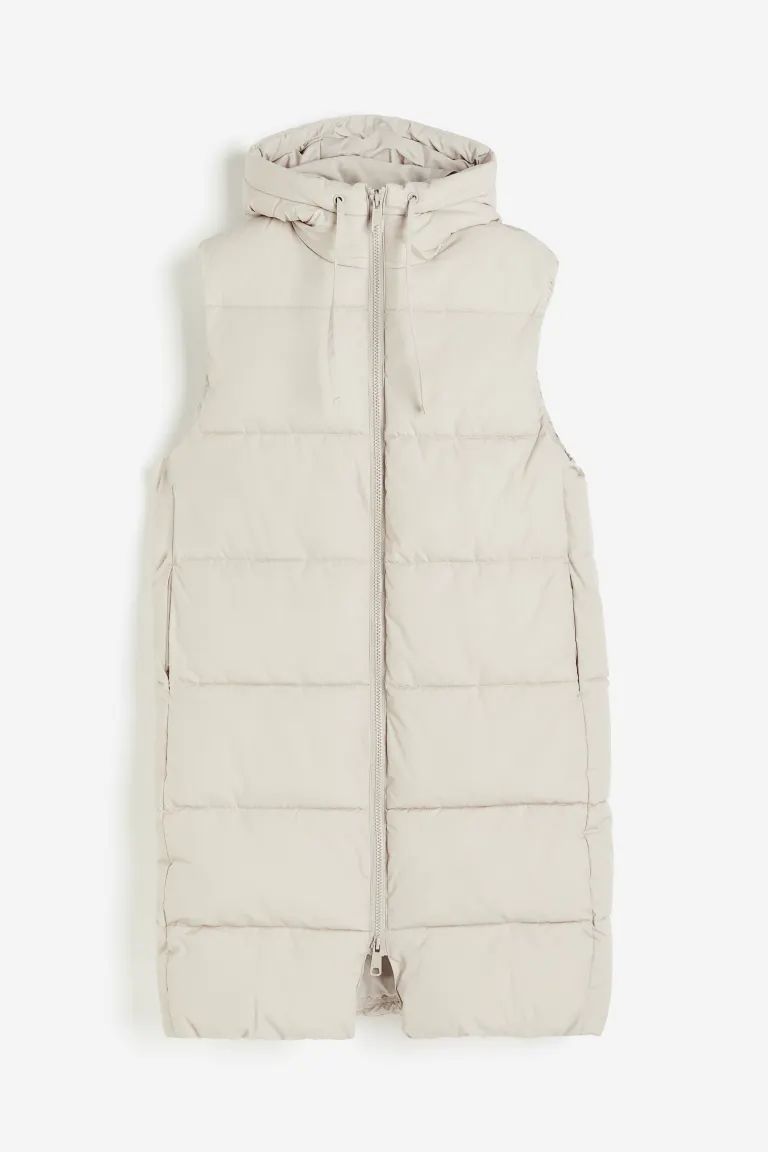 Hooded Puffer Vest - Light beige - Ladies | H&M US | H&M (US)
