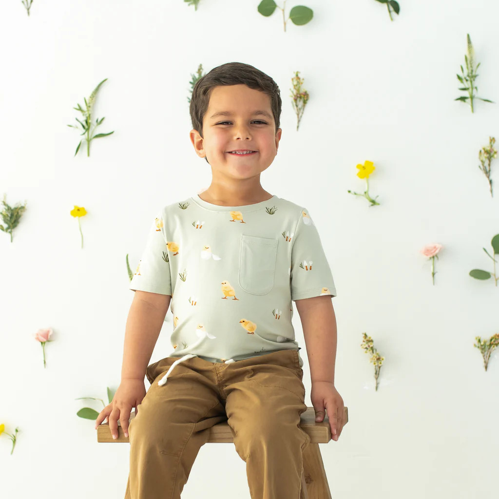 Toddler Crew Neck Tee in Aloe Chick | Kyte BABY
