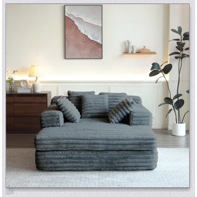 Chaise Lounge Indoor, Upholstered Sofa Bed With Throw Pillows And Armrests, Sleeper Chair For Living Room, Grey | Wayfair North America