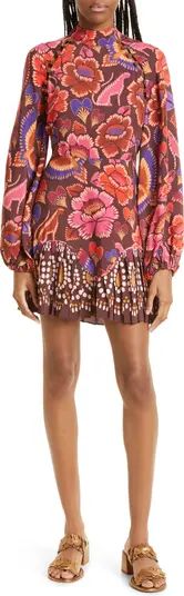 Bright Flora Long Sleeve Pleated Dress | Nordstrom