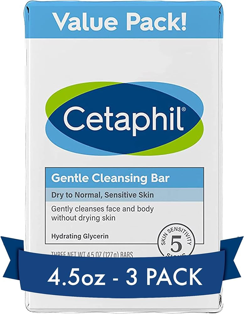 Cetaphil Gentle Cleansing Bar, 4.5 oz Bar (Pack of 3), Nourishing Cleansing Bar For Dry, Sensitiv... | Amazon (US)