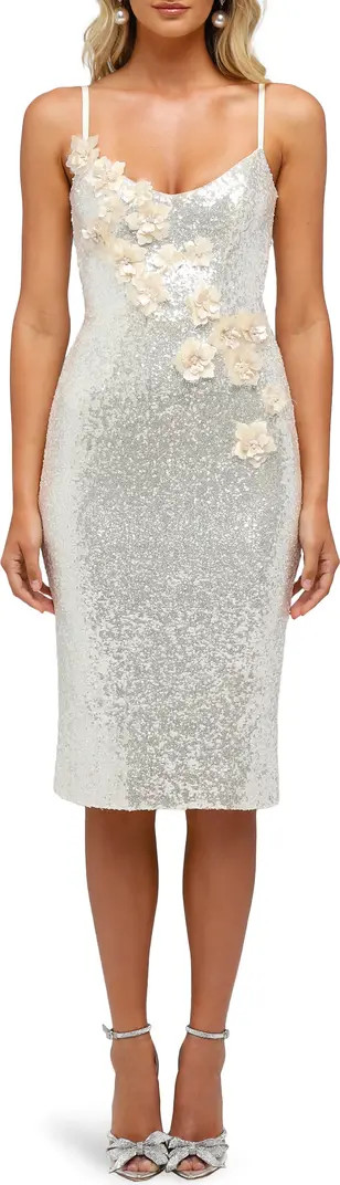 Diana Floral Appliqué Sequin Cocktail Dress | Nordstrom