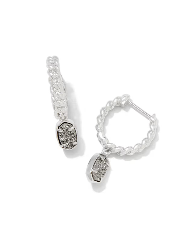 Emilie Silver Huggie Earrings in Platinum Drusy | Kendra Scott | Kendra Scott