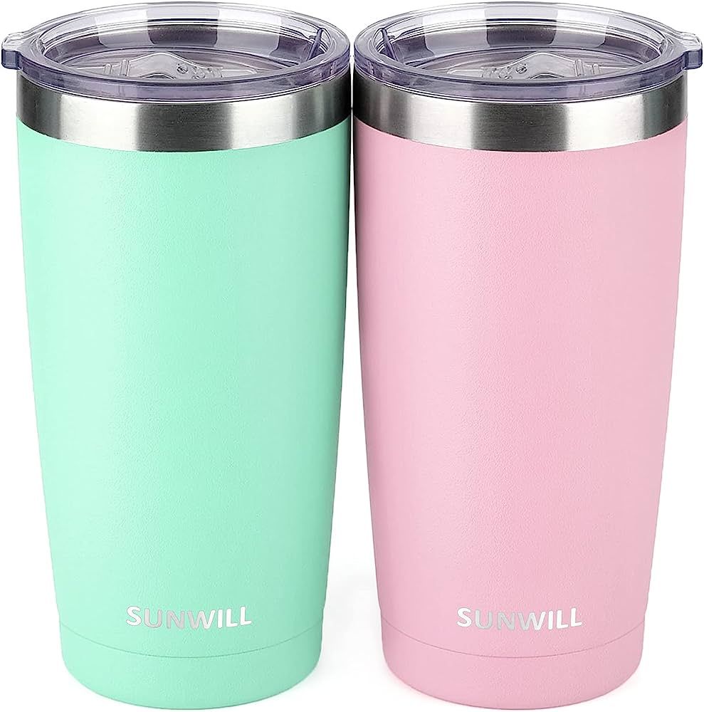 SUNWILL Insulated Coffee Mug Set of 2, 20 oz Tumbler with Lid, Stainless Steel Vacuum Double Wall... | Amazon (US)