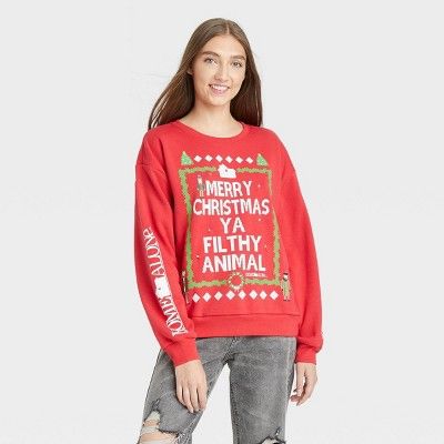 Women's Home Alone Merry Christmas Graphic Pullover Sweater - Cherry Red | Target