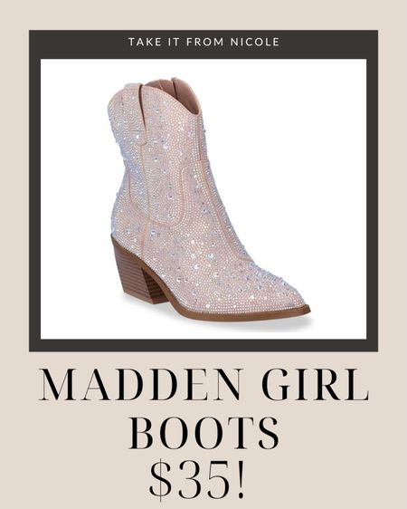 Totally obsessed with these sparkly cowboy boots from Madden Girl that are just $35!!!! I totally need a pair!


#LTKfindsunder50 #LTKshoecrush #LTKstyletip