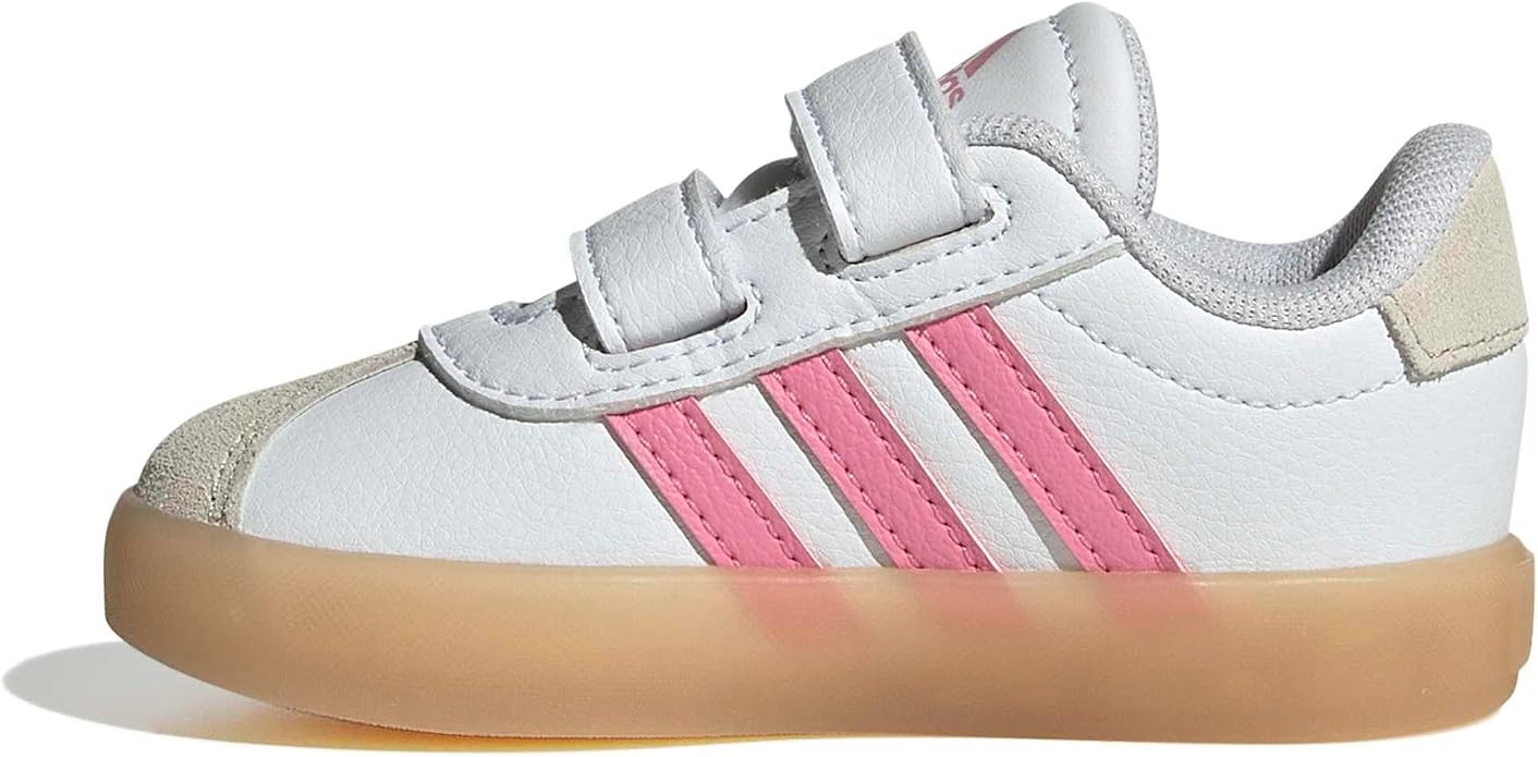 adidas Boys Vl Court 3.0 Slip On Sneakers Shoes Casual - Pink, White | Amazon (US)