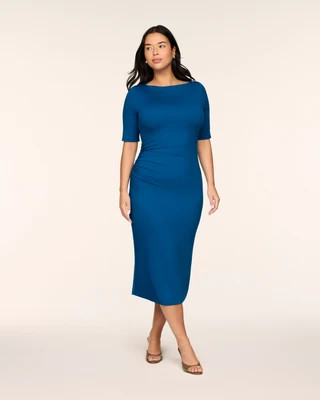 SPANXsmooth® Jersey High Neck Ruched Midi Dress | Spanx
