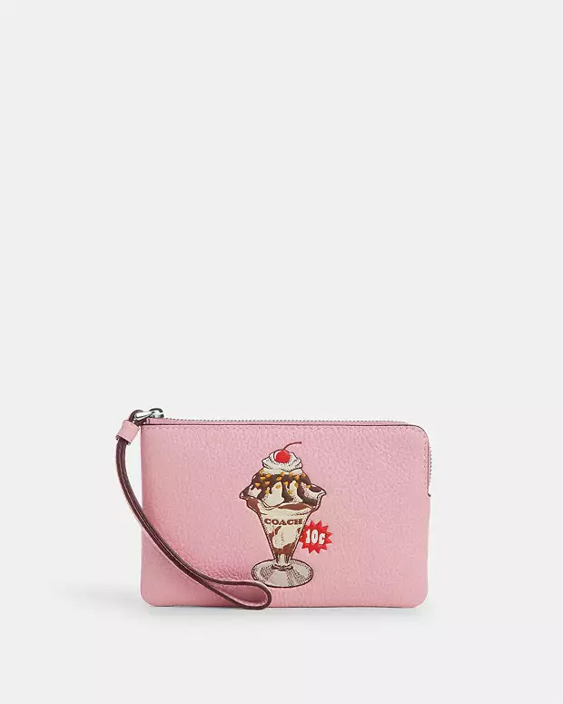 Corner Zip Wristlet With Sundae Graphic | Coach Outlet US