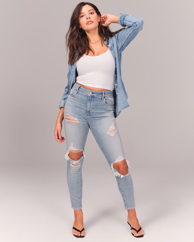 High Rise Super Skinny Ankle Jeans | Abercrombie & Fitch (US)