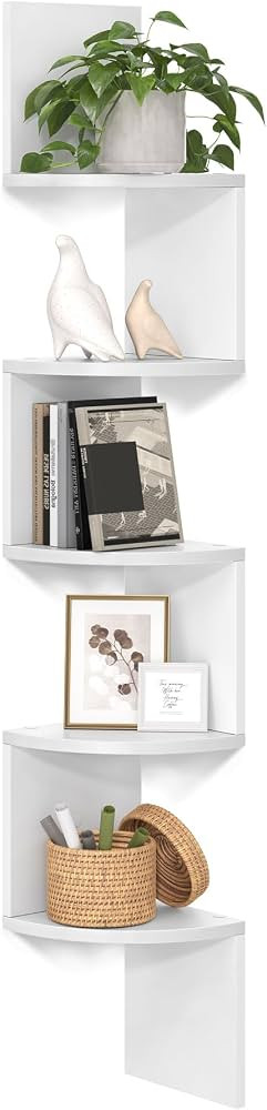 VASAGLE Corner Shelf Wall Mount, 5-Tier Floating Corner Bookshelf, Plant Shelf for Bedroom, Livin... | Amazon (US)