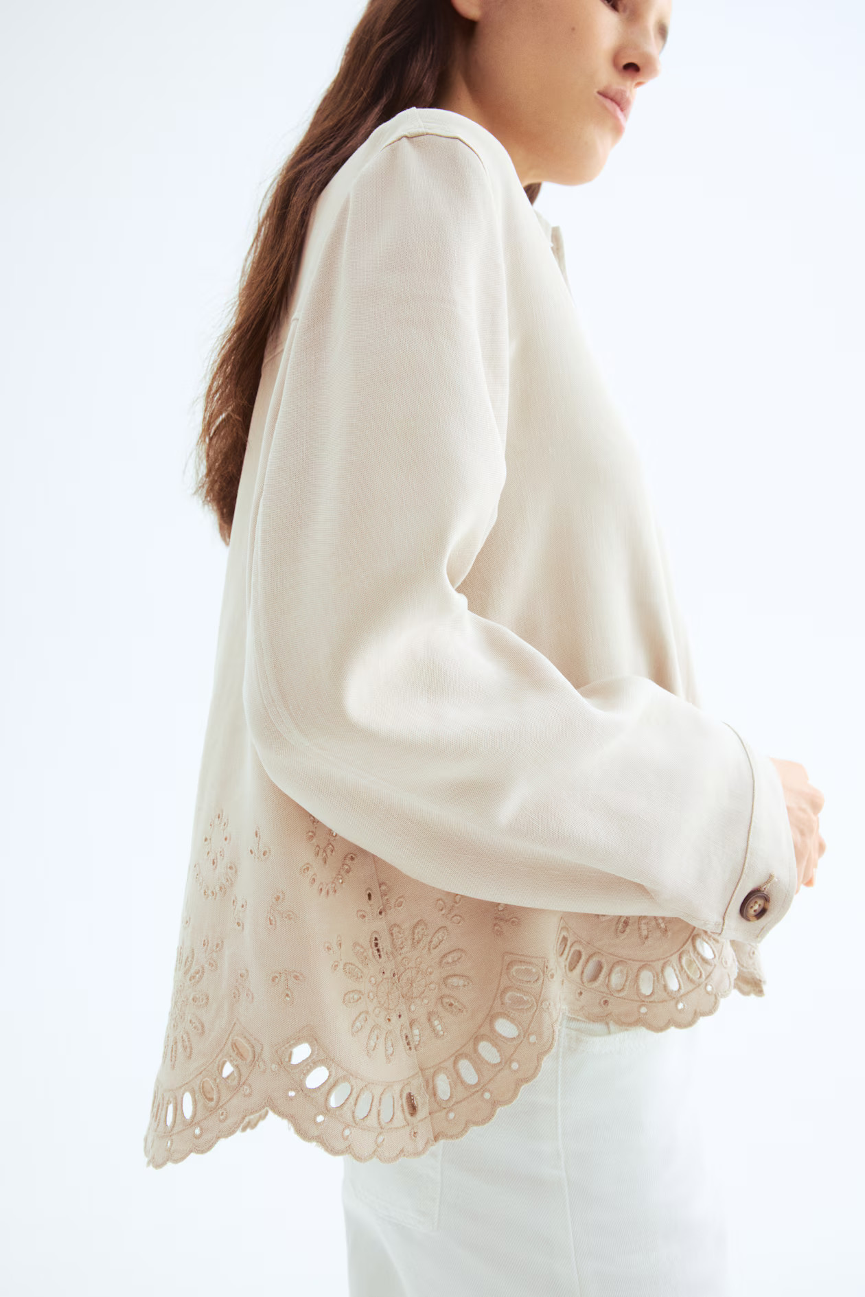 Linen-blend shirt jacket | H&M (UK, MY, IN, SG, PH, TW, HK)