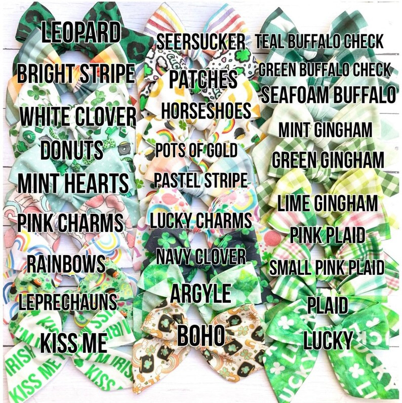 20 styles | St. Patrick's Bow, You Choose One! | Schoolgirl Bow, Pigtail Bow, Sailor Bow | Rainbo... | Etsy (US)