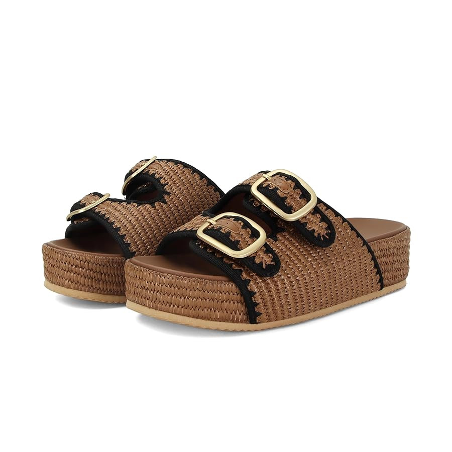 Raffia Sandals for Women Platform Slide Sandals Espadrille Adjustable Double Buckle Summer Comfor... | Amazon (US)