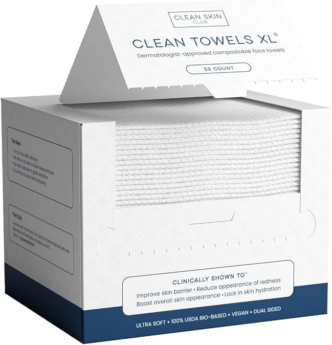 Clean Skin Club Clean Towels XL®, 100% USDA Biobased Face Towel, Disposable Face Towelette, Ecze... | Amazon (CA)