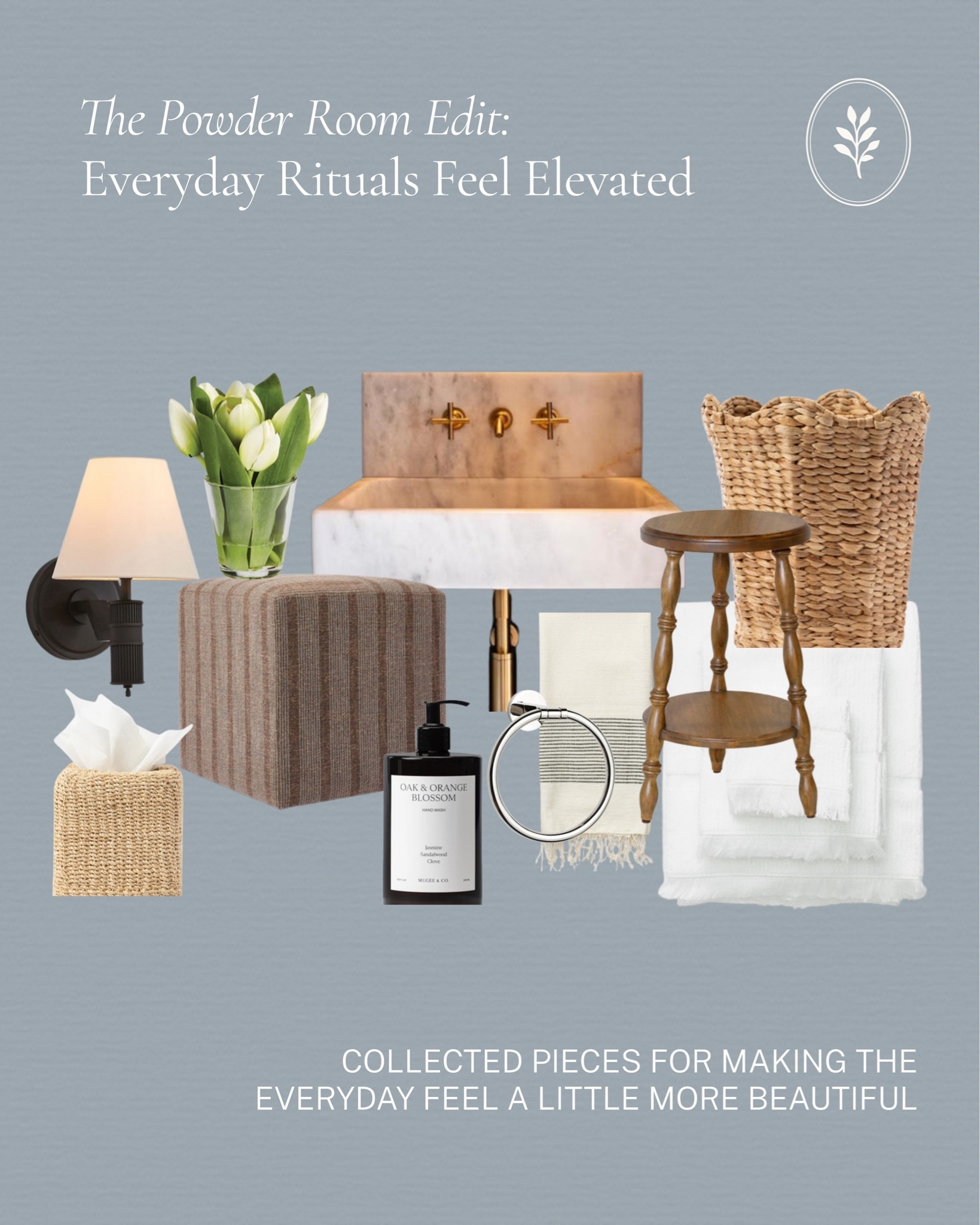 Even the smallest rooms deserve thoughtful details.

Warm wood, woven texture, beautiful linens, soft lighting, and a few elevated everyday essentials can turn a powder room into a space that feels just as considered as the rest of the home.

All linked here 🤍 #LTKhome