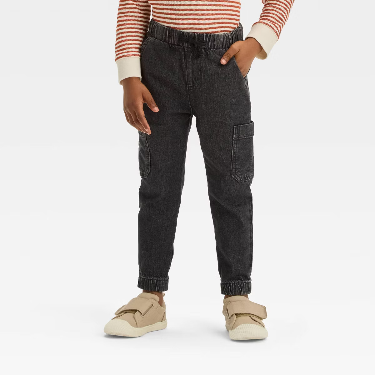 Toddler Boys' Pull-On Denim Cargo Jogger Pants - Cat & Jack™ Black | Target
