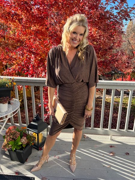 Holiday looks 

Bronze Metallic dress
So flattering and tts not scratchy at all.

Nude rock stud pumps,
Gold accessories 

#LTKstyletip #LTKHoliday #LTKparties