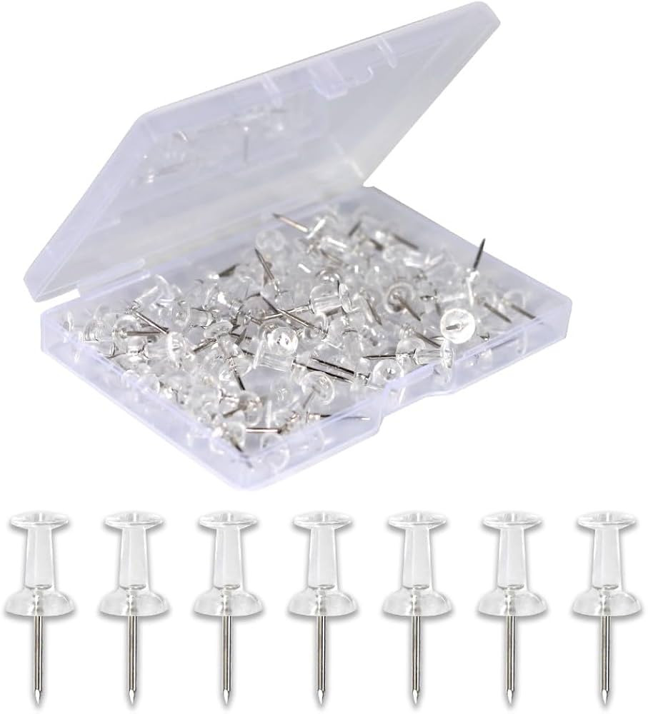 YEVEETTE 120-Pack Push Pins for Bulletin Board, Thumb Tacks with Clear Plastic Tip and Steel Tip,... | Amazon (US)