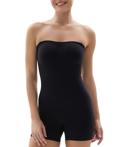 SHAPERX Strapless Shortie Bodysuit for Women Tummy Control Shapewear Seamless Sculpt Body Shaper with Removable Straps,SZ5217-Black-2XL/3XL | Amazon (US)