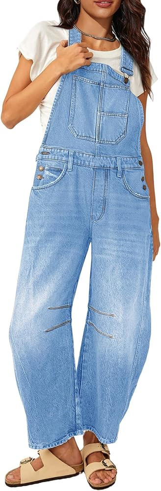 Barrel Overalls Jumpsuits for Women Casual Loose Baggy Jeans Pants Sleeveless Bib Jumpers with Po... | Amazon (US)