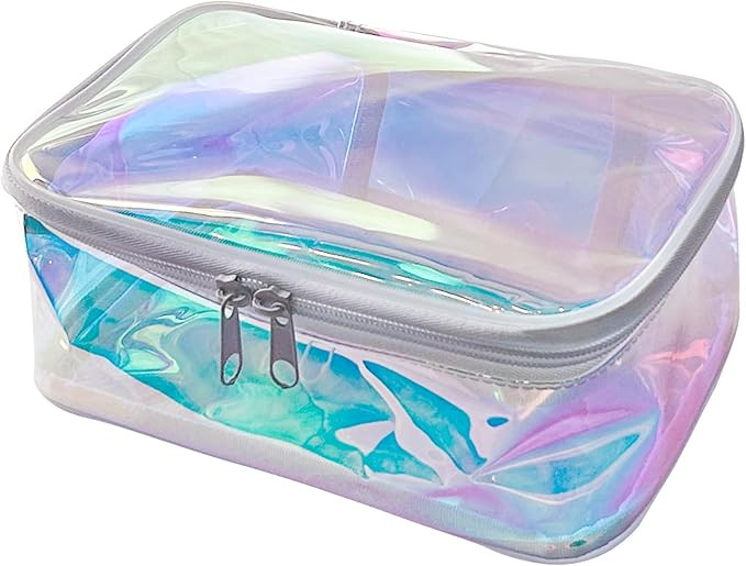 TPU Holographic Clear Makeup Bags Bulk,Clear Storage Bag Toiletry Pocket Portable Zippered Irides... | Amazon (US)