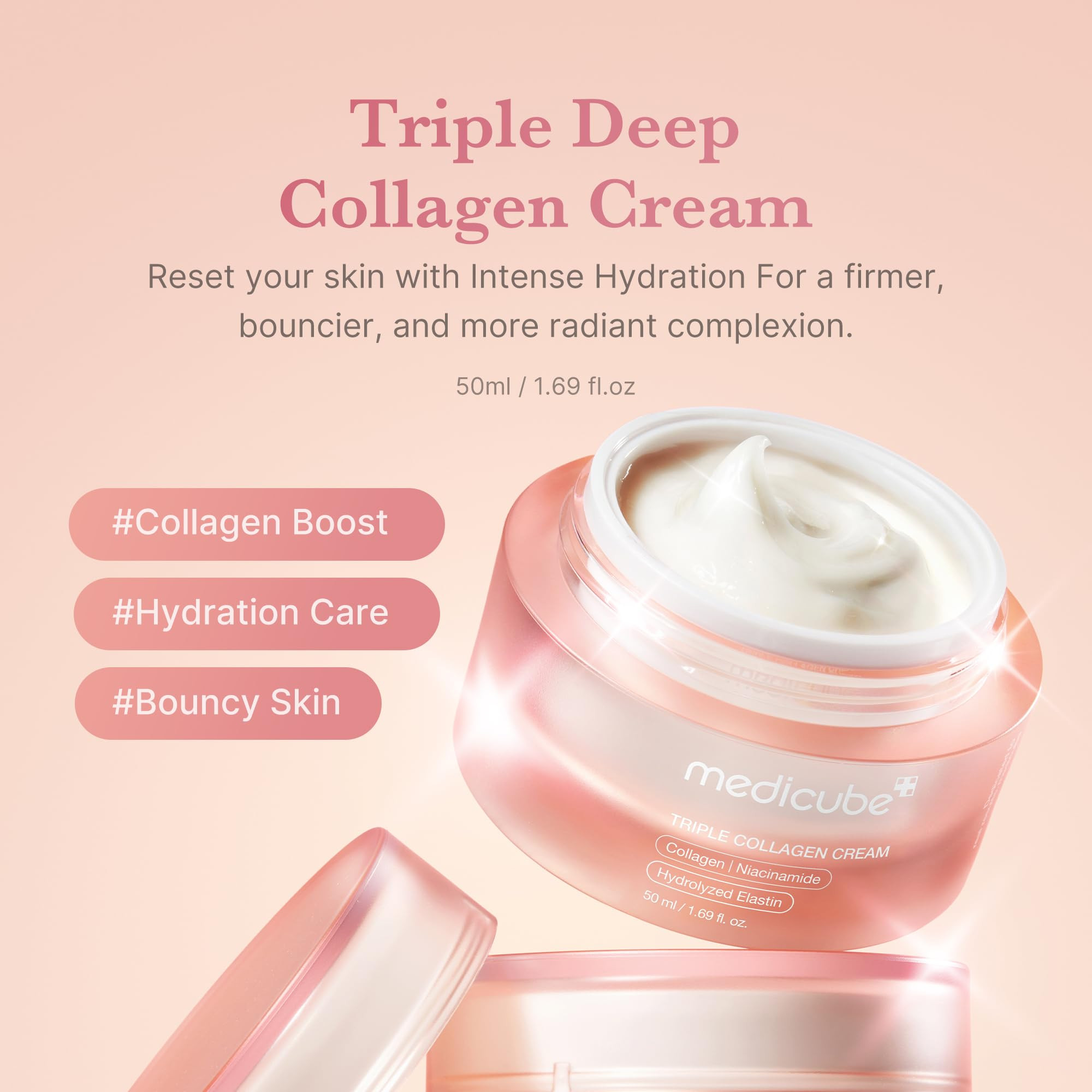 Medicube Triple Collagen Cream - Hydrating & Firming Moisturizer with Hyaluronic Acid, Premium El... | Amazon (US)