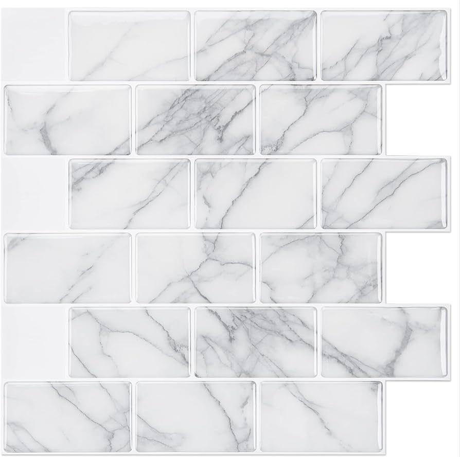 Art3d 10-Sheets Peel and Stick Backsplash Tile for Kitchen (12"x12", Grey Marble) (A17053P10) | Amazon (US)