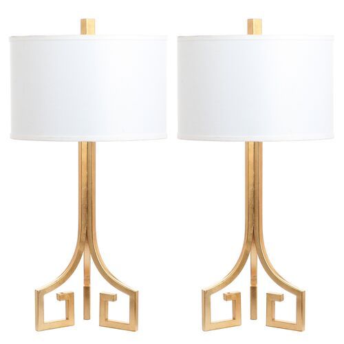 S/2 Arabelle Table Lamps, Gold | One Kings Lane
