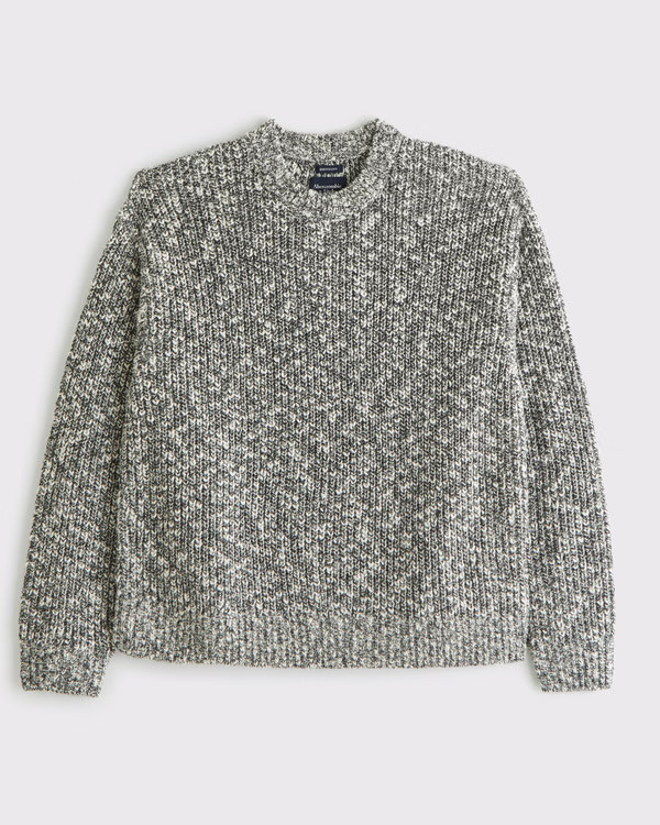 Oversized Textural Marled Crew Sweater | Abercrombie & Fitch (US)