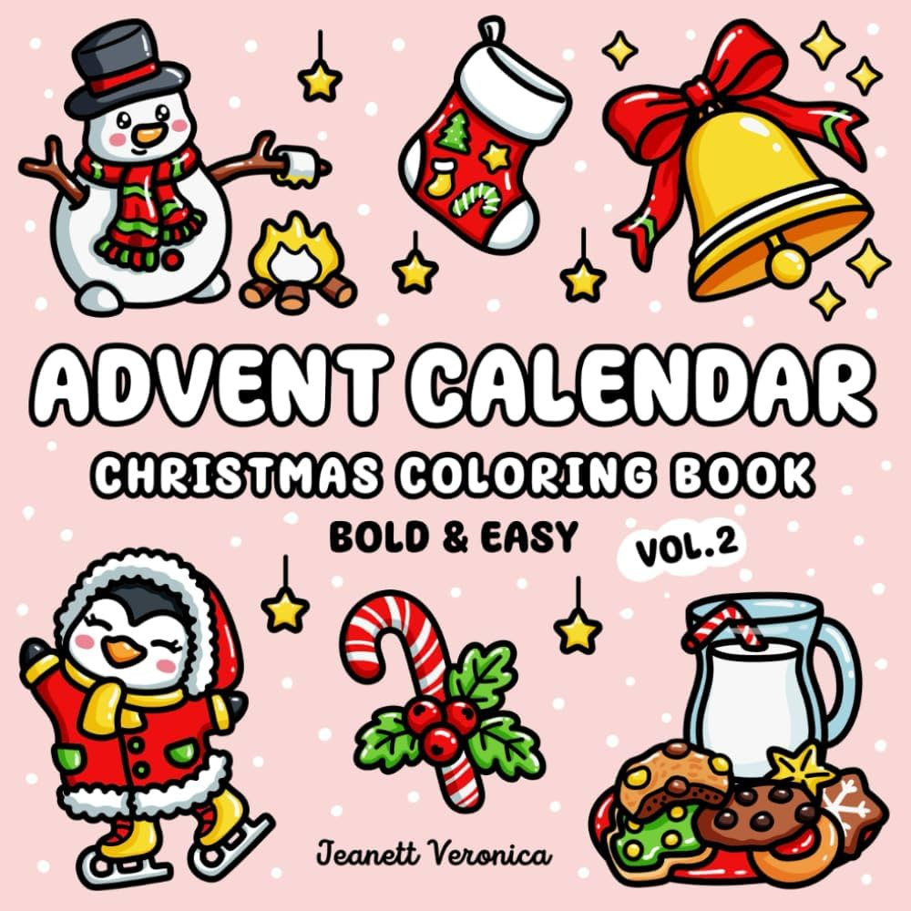 Advent Calendar Vol. 2 Christmas Coloring Book: 25 Bold and Easy Holiday Designs for Relaxing Dai... | Amazon (US)