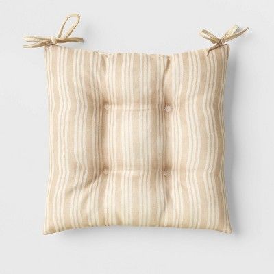 Outdoor Seat Cushion Triple Stripe Tan/White - Threshold™ designed with Studio McGee | Target