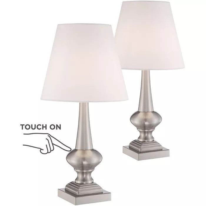 360 Lighting Modern Table Lamps 19" High Set of 2 Touch On Off Brushed Nickel White Empire Shade ... | Target