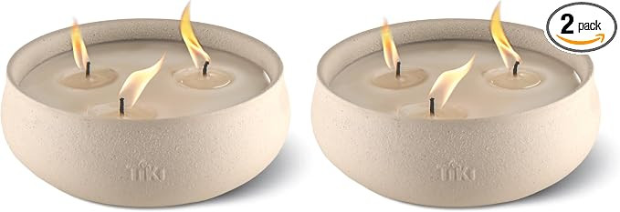 TIKI Citronella Candle 2-Pack – 7-Inch White Wax Bowl with Concrete Finish – Outdoor Decorati... | Amazon (US)
