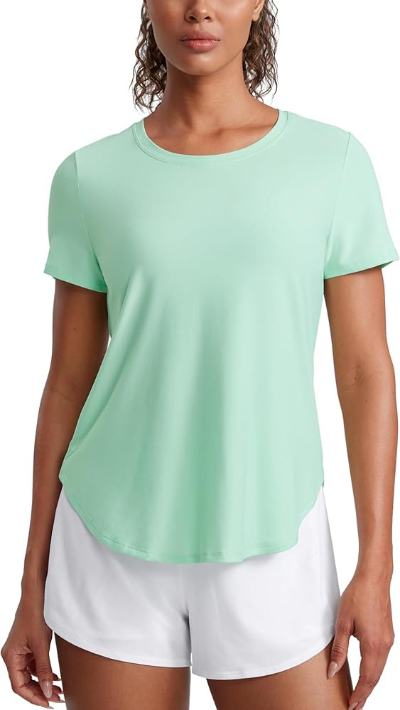 CRZ YOGA Cloudweight Workout Tops for Women Lightweight Athletic Short Sleeve Shirts Gym Running ... | Amazon (US)