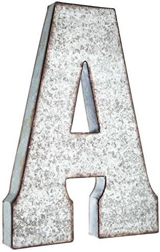 Huge 20" Metal Alphabet Wall Décor Letter A Rusted Edge Galvanized Metal | Amazon (US)