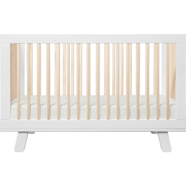 Hudson 3-in-1 Convertible Crib with Toddler Bed Conversion Kit, White/ Natural | Maisonette