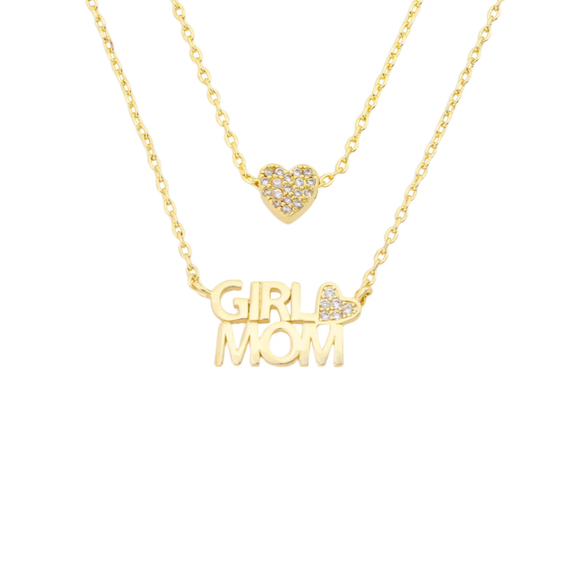 Isla & Alex CZ Heart "Girl Mom" 2-Piece Pendant Set | Kohl's