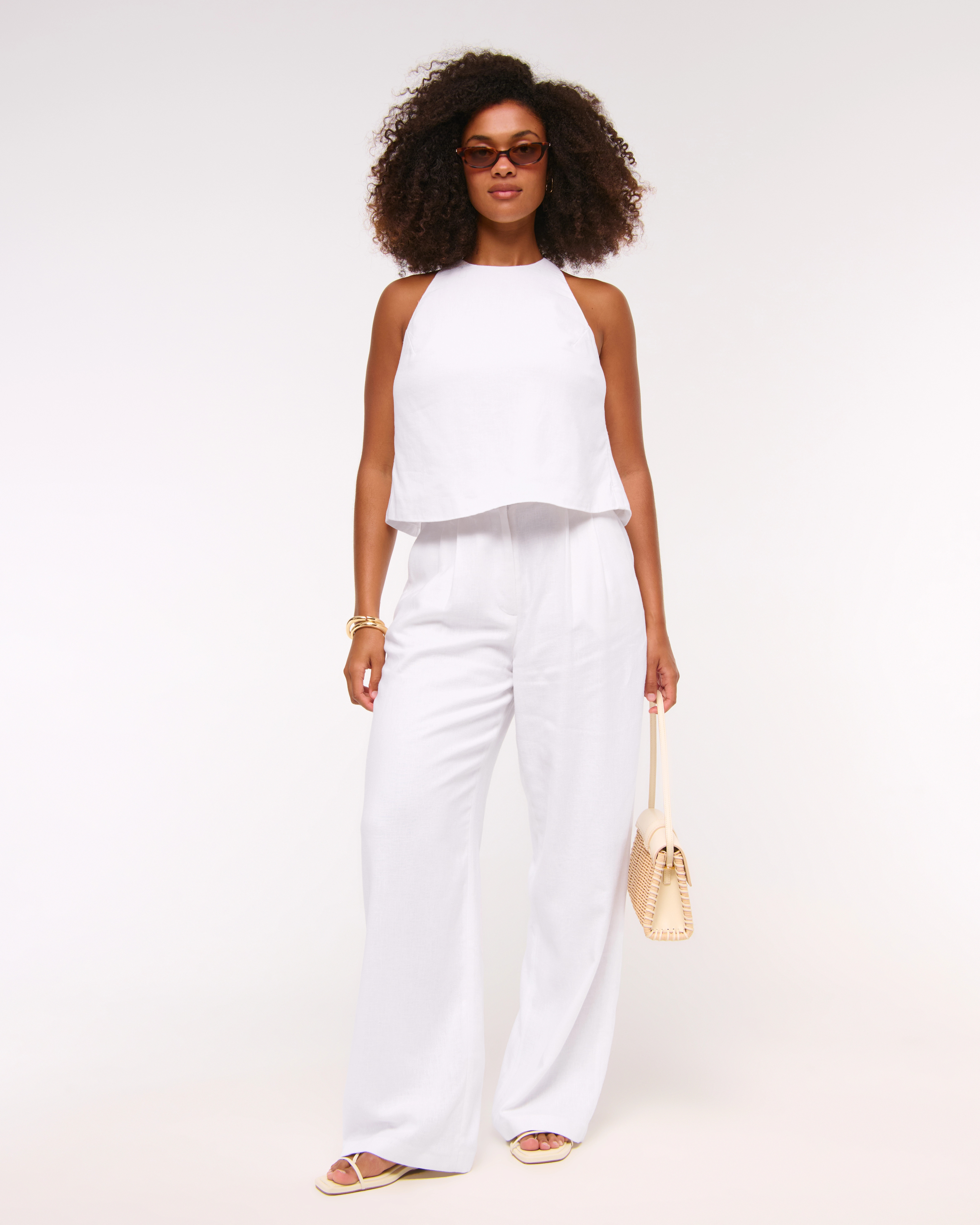 Curve Love A&F Sloane Linen-Blend Wide Leg Pant | Abercrombie & Fitch (UK)