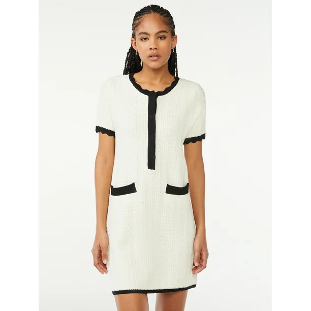 Free Assembly Women's Short Sleeve Mini Sweater Dress - Walmart.com | Walmart (US)