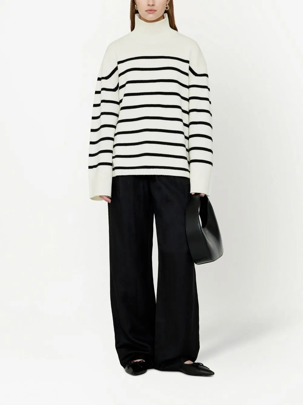 ANINE BING Horizontal Stripes funnel-neck Jumper - Farfetch | Farfetch Global