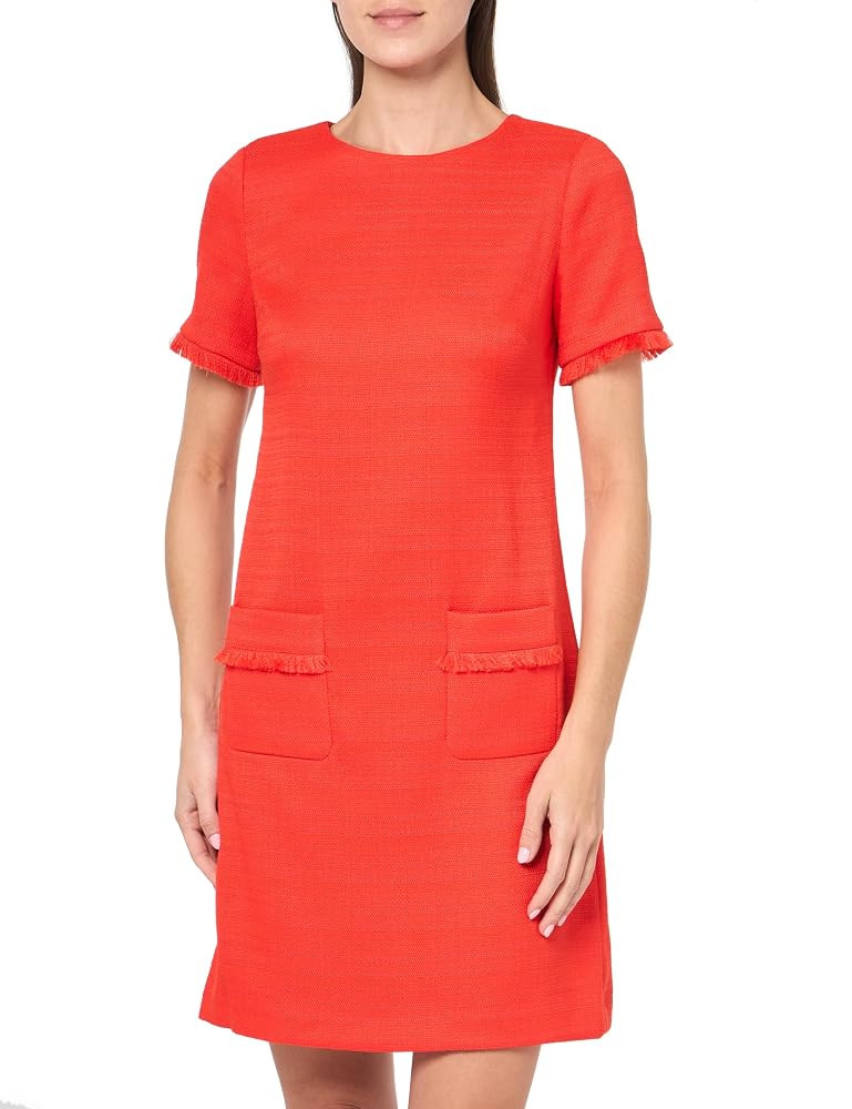 Tommy Hilfiger Women's Pleated Trim Short Sleeve High Neck Shift Mini Dress | Amazon (US)