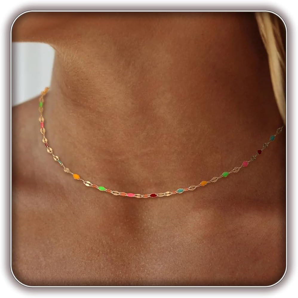 Gold Necklaces for Women Trendy, 14K Gold Plated Dainty Lip Chain Simple Choker Hypoallergenic Wa... | Amazon (US)