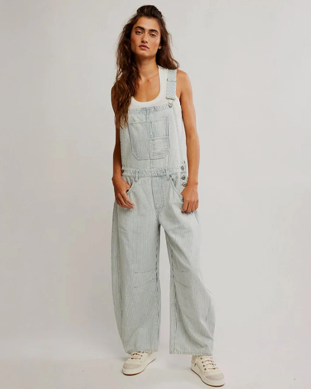 We The Free Good Luck Stripe Overalls - Indigo Railroad | ban.do