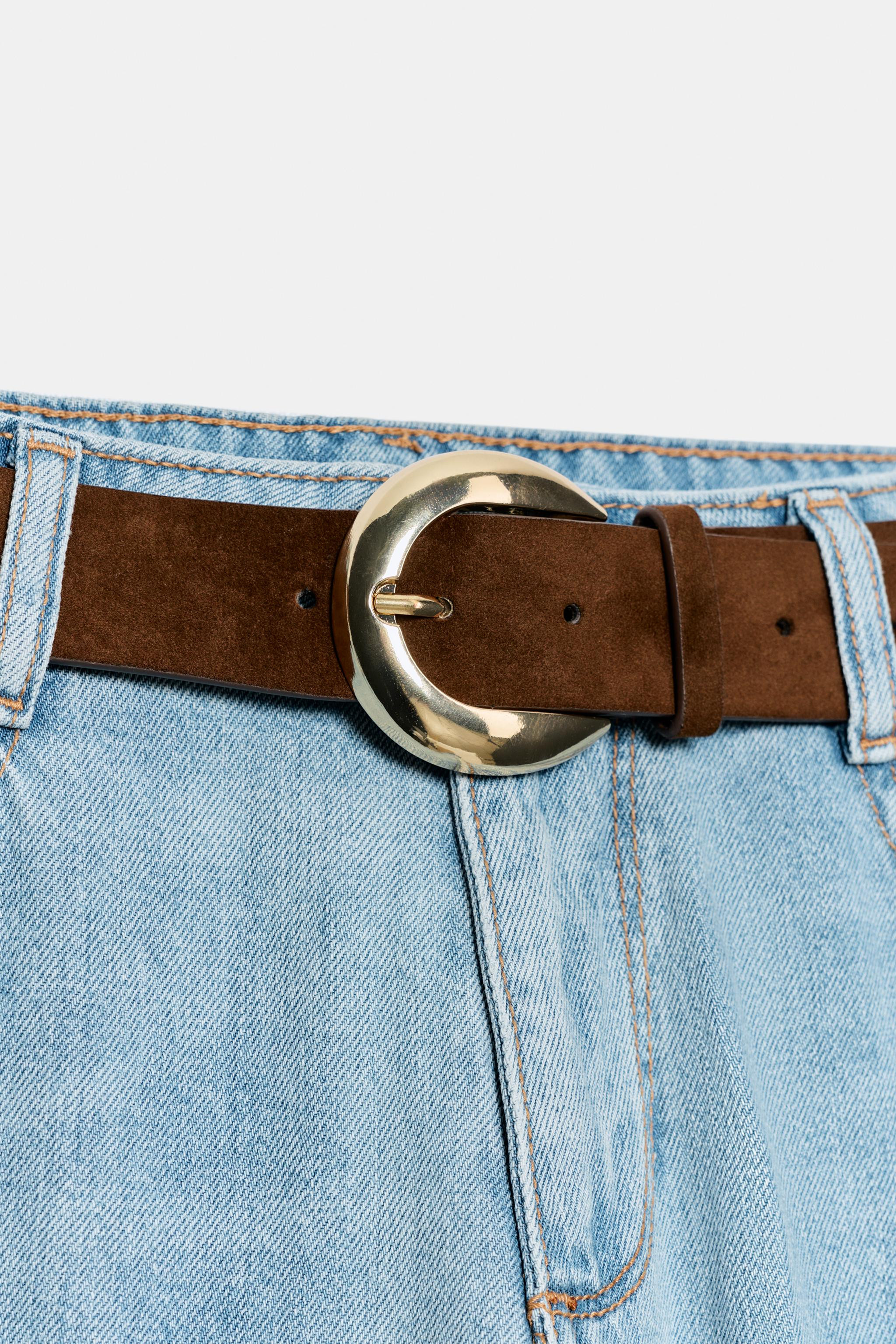 HIGH-WAIST WIDE-LEG CROPPED JEANS WITH BELT | Zara UK