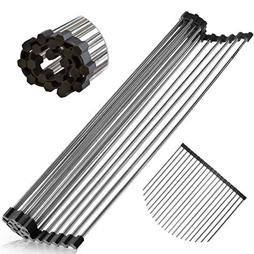 Belgoff Roll-Up Dish Drying Rack 21"(L) x 16"(W) - Foldable Multipurpose Heat Resistant Large Stainl | Amazon (US)