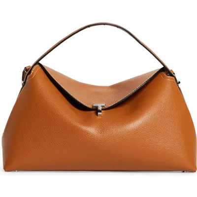 TOTEME T-Lock Curved Leather Shoulder Bag in Tan Grain at Nordstrom | Nordstrom