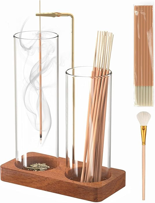 Incense Holder with 7.8" & 5.9" Glass Jars, 2 in 1 Incense Sticks Holder & Ash Catcher, Upside Do... | Amazon (US)